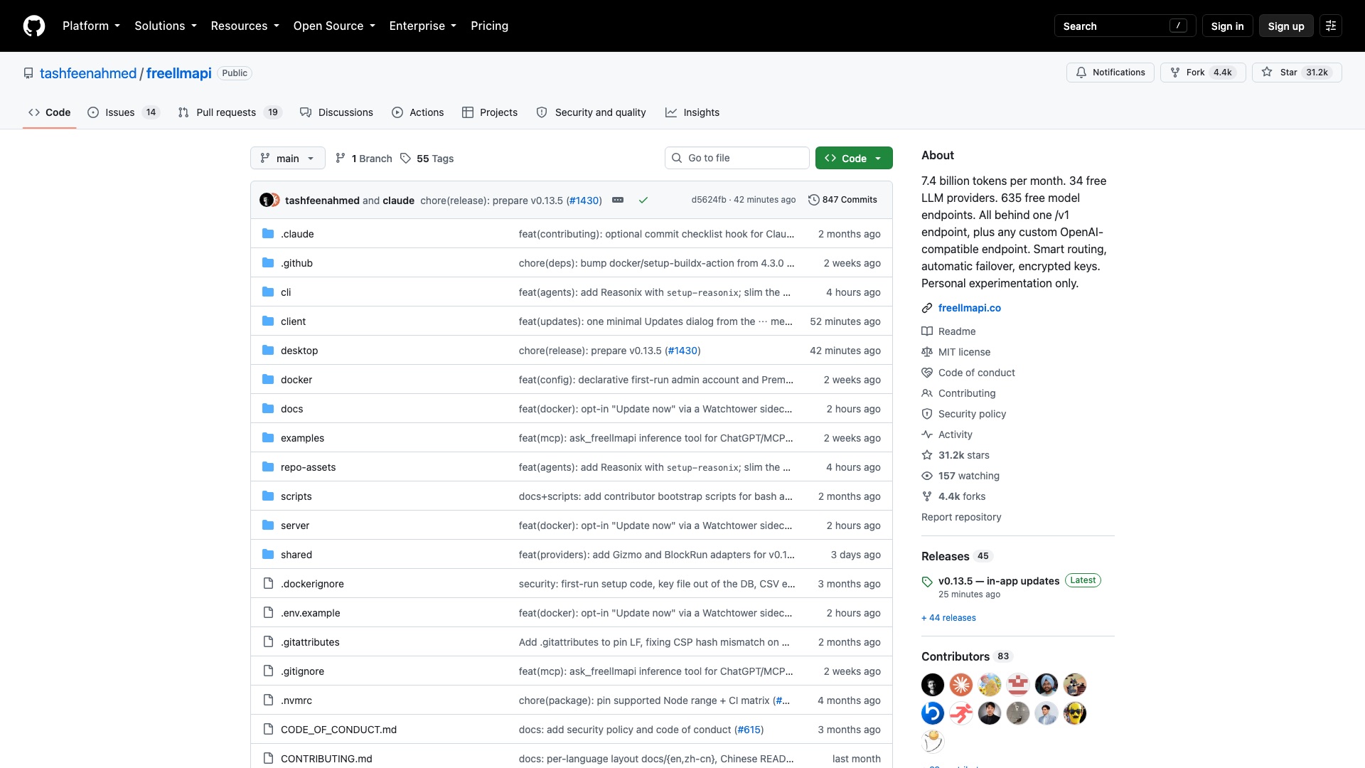 FreeLLMAPI on GitHub