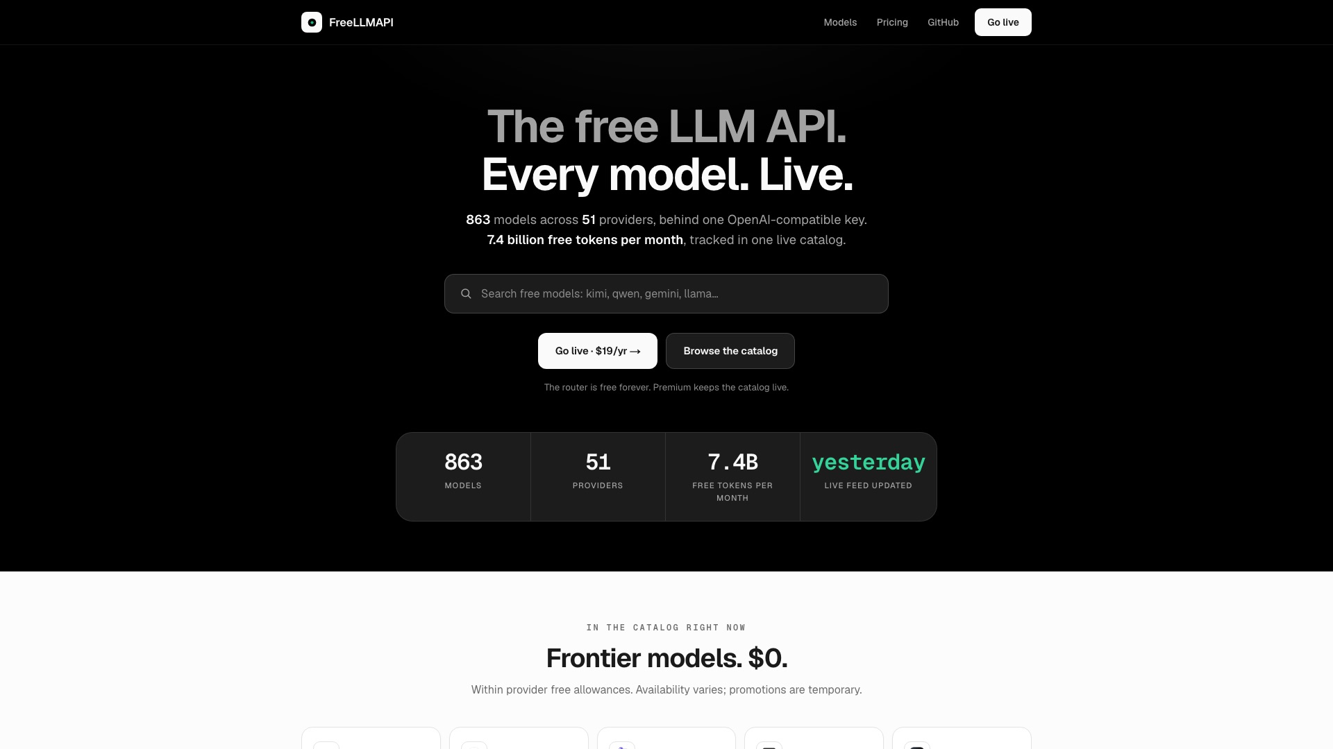 FreeLLMAPI homepage