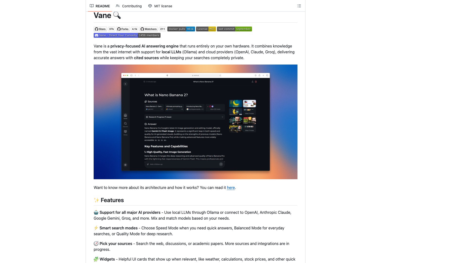 Vane homepage