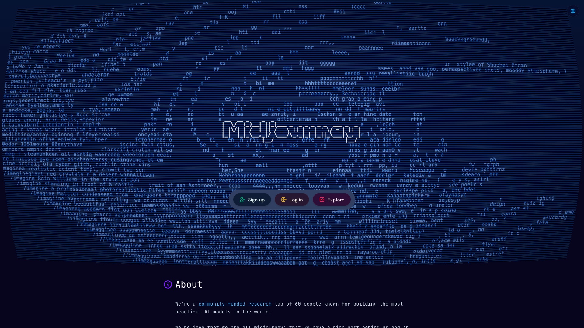 Midjourney homepage