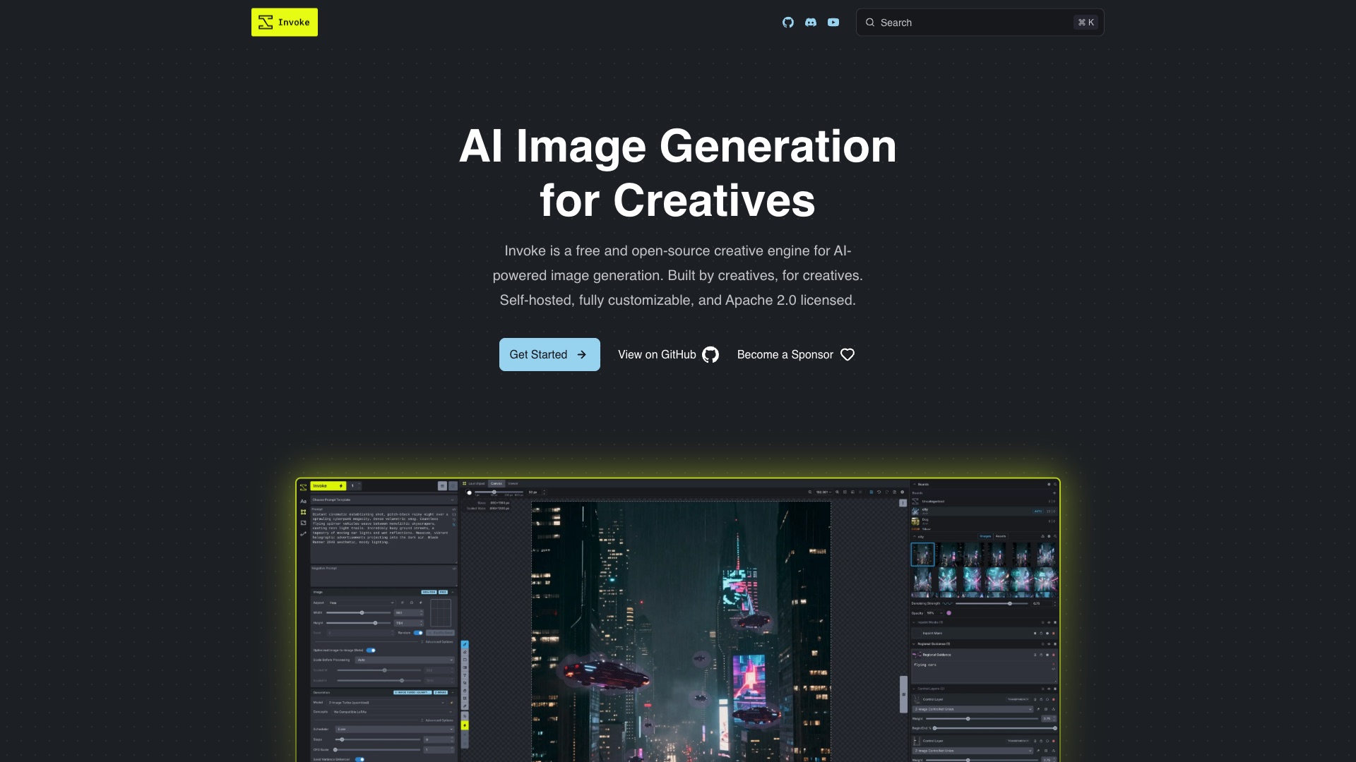 InvokeAI homepage