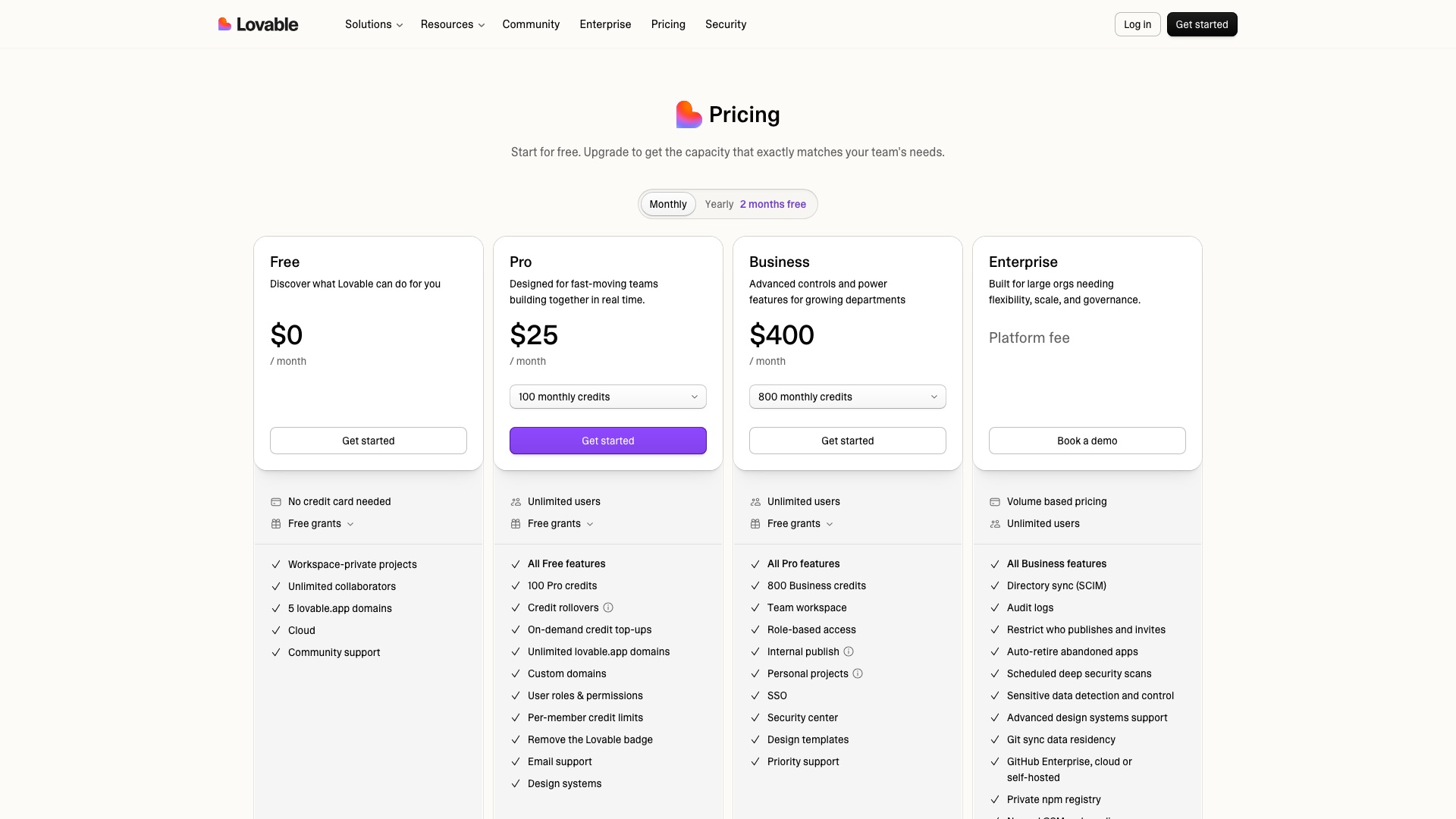 Lovable pricing