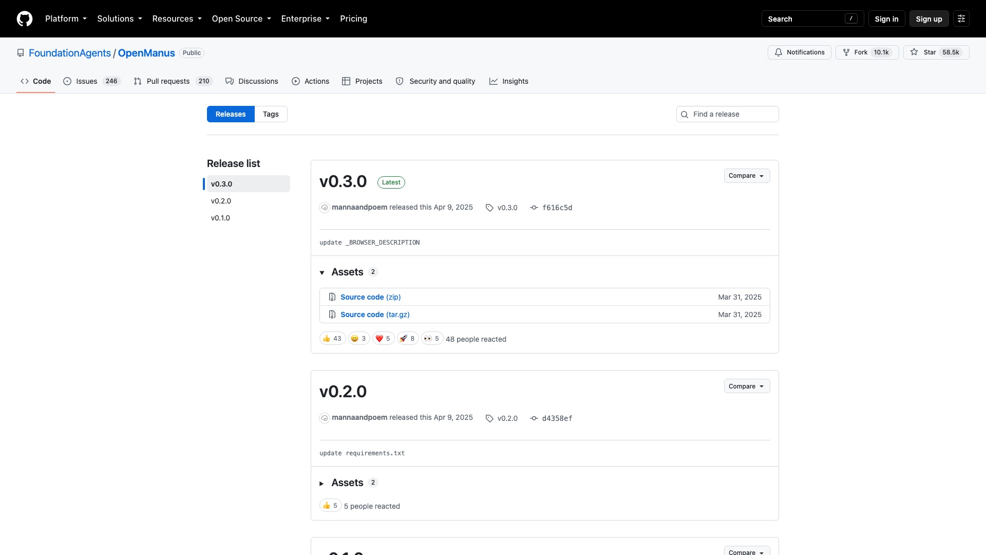OpenManus releases