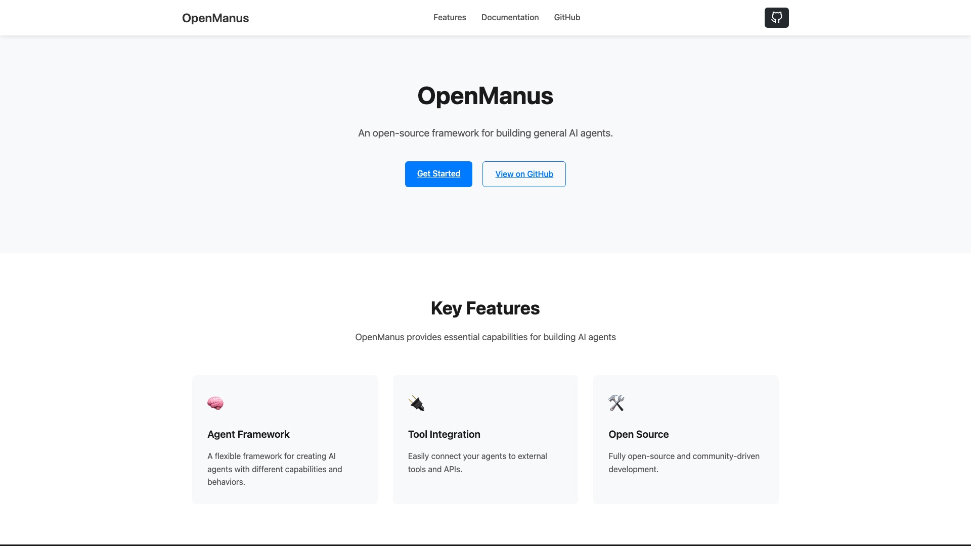 OpenManus homepage