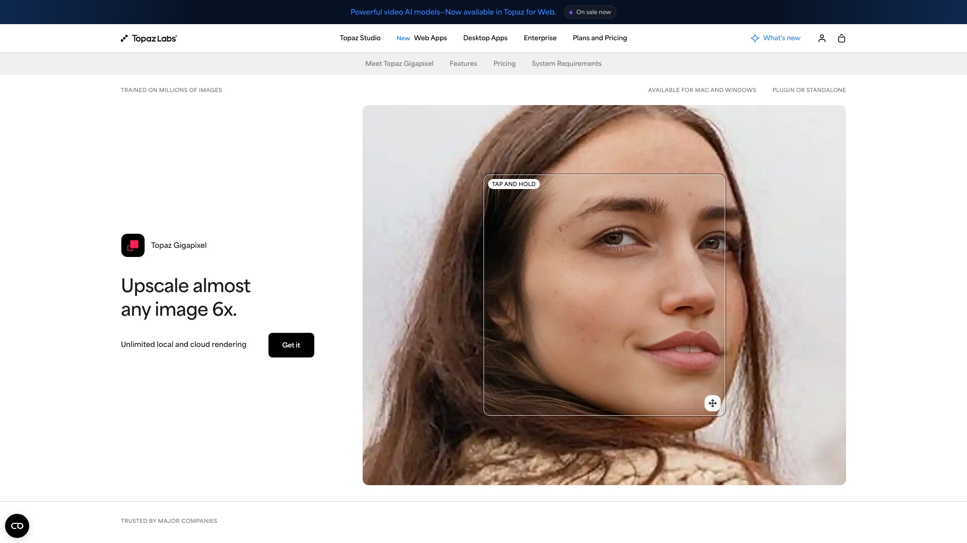 Topaz Gigapixel homepage